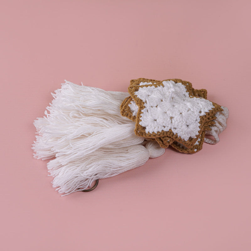 White Stars Crochet Hanging with Tassles