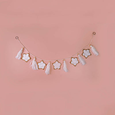 White Stars Crochet Hanging with Tassles
