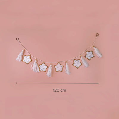 White Stars Crochet Hanging with Tassles