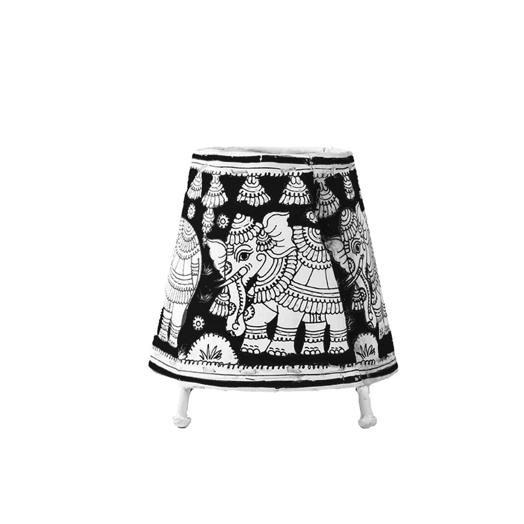 Elephant Hand Painted Tholu Bommalata Mini Lamp | 6 inches