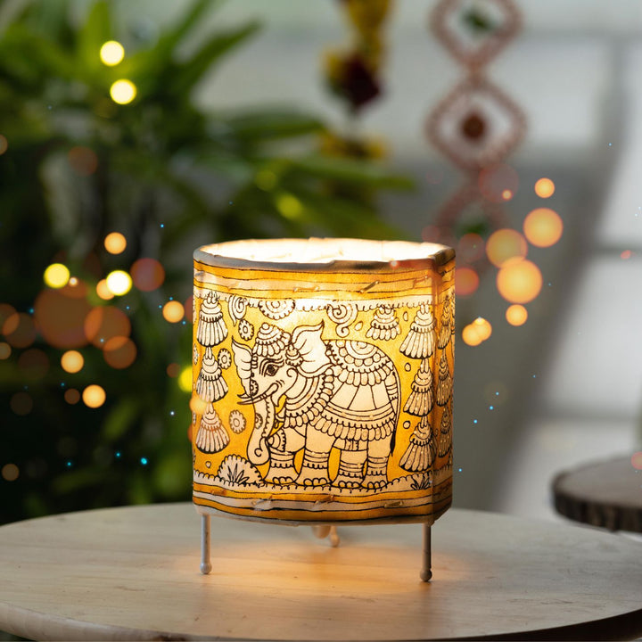 Hand Painted Tholu Bommalata Small Tabletop Lamp | 5 inches