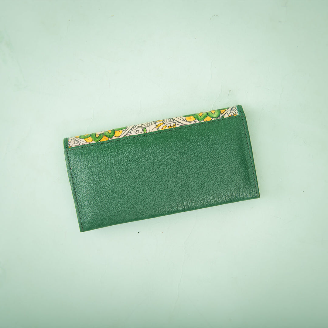 Emerald Green Floral Design Classic Flap Wallet