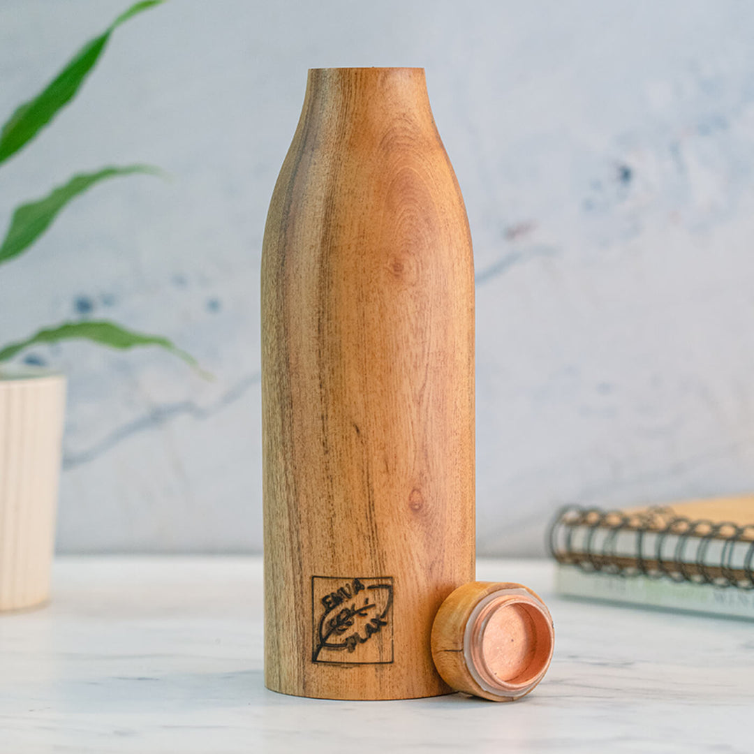 Handcrafted Copper and Wood Water Bottle