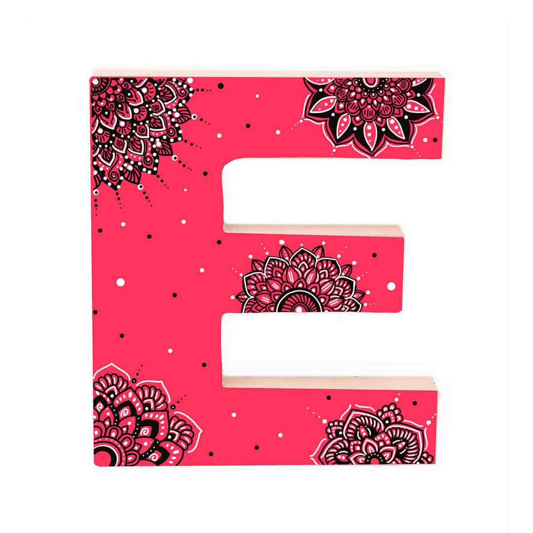 Wall Mountable & Tabletop Mandala Doodle Alphabet - Coral Red