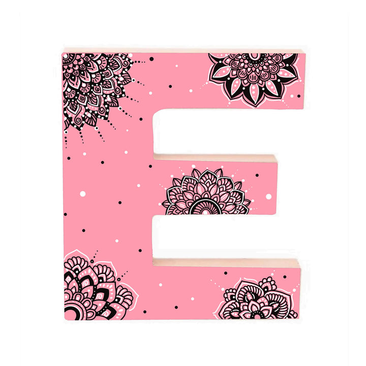 Wall Mountable & Tabletop Mandala Doodle Alphabet - Rose Pink