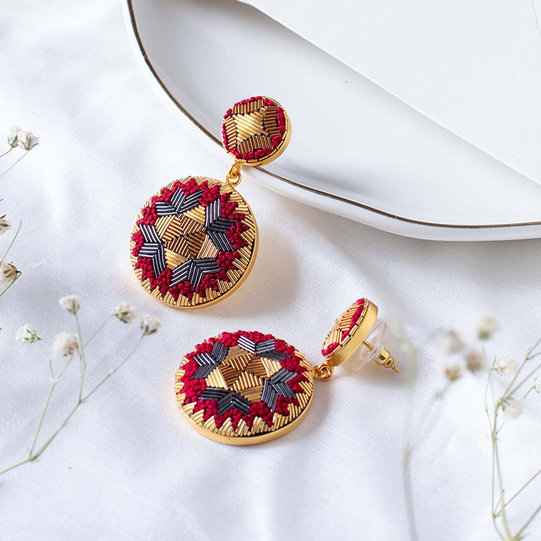 Ornate Embroidered Esther Earrings