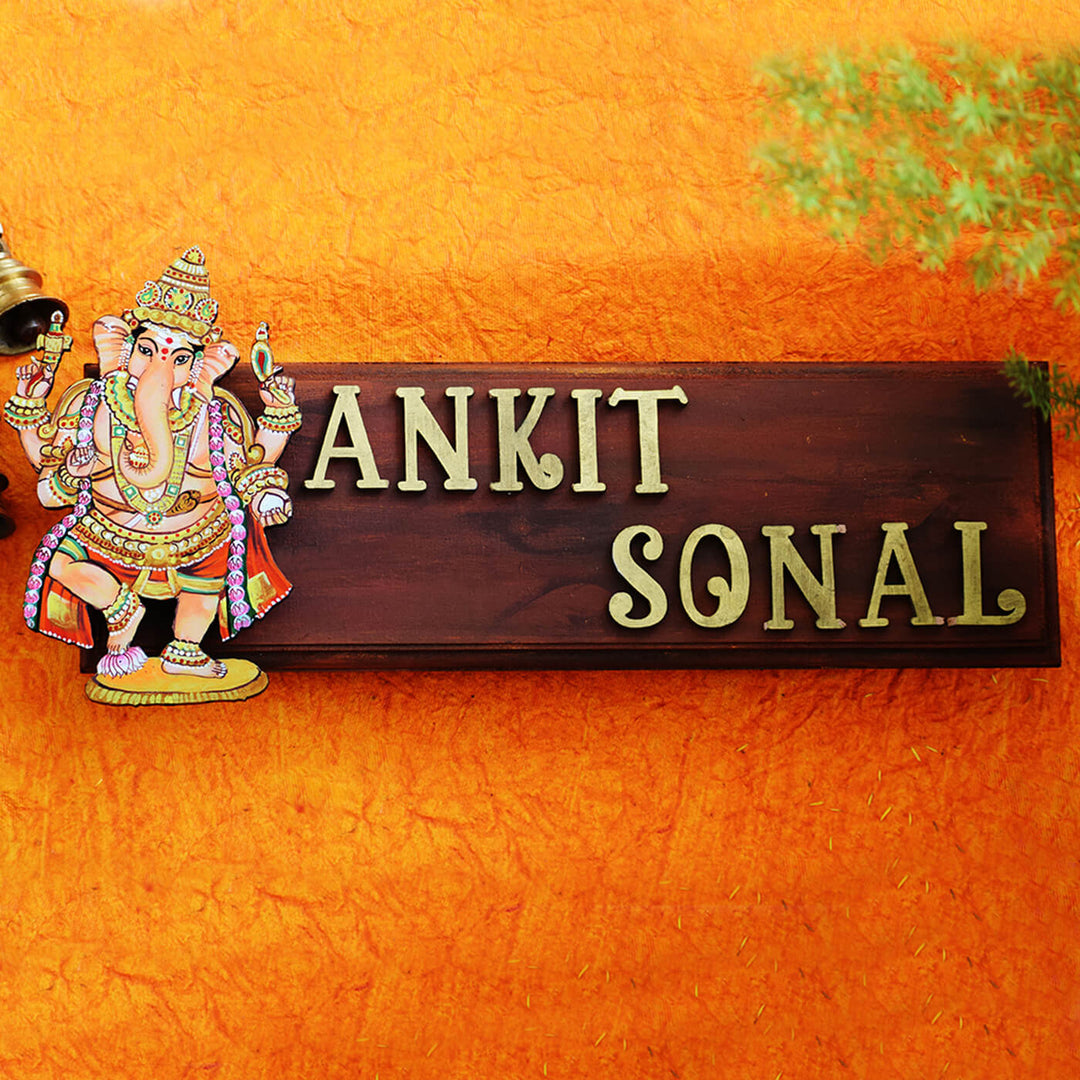 Traditional Divine Nameboard - Multicolour Ganesha