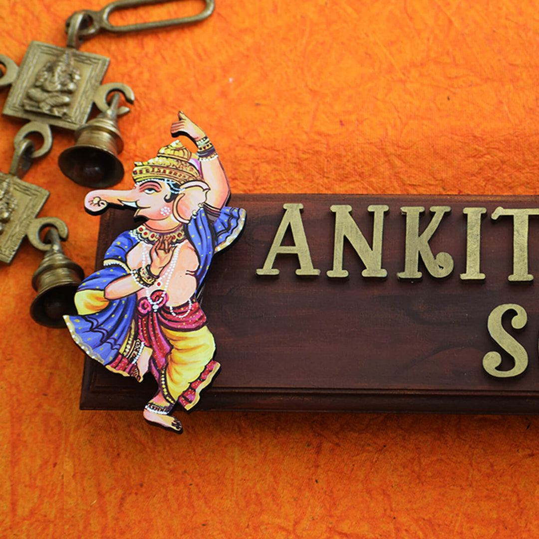 Traditional Divine Nameboard - Dancing Ganesha
