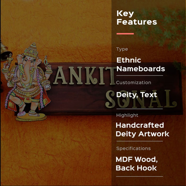 Traditional Divine Nameboard - Multicolour Ganesha