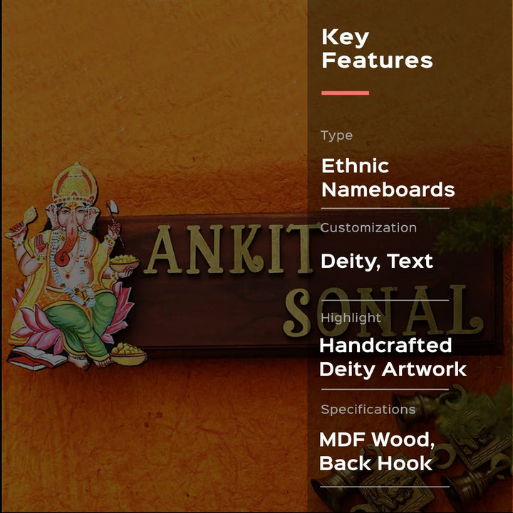 Traditional Divine Nameboard - Ganesha on Lotus