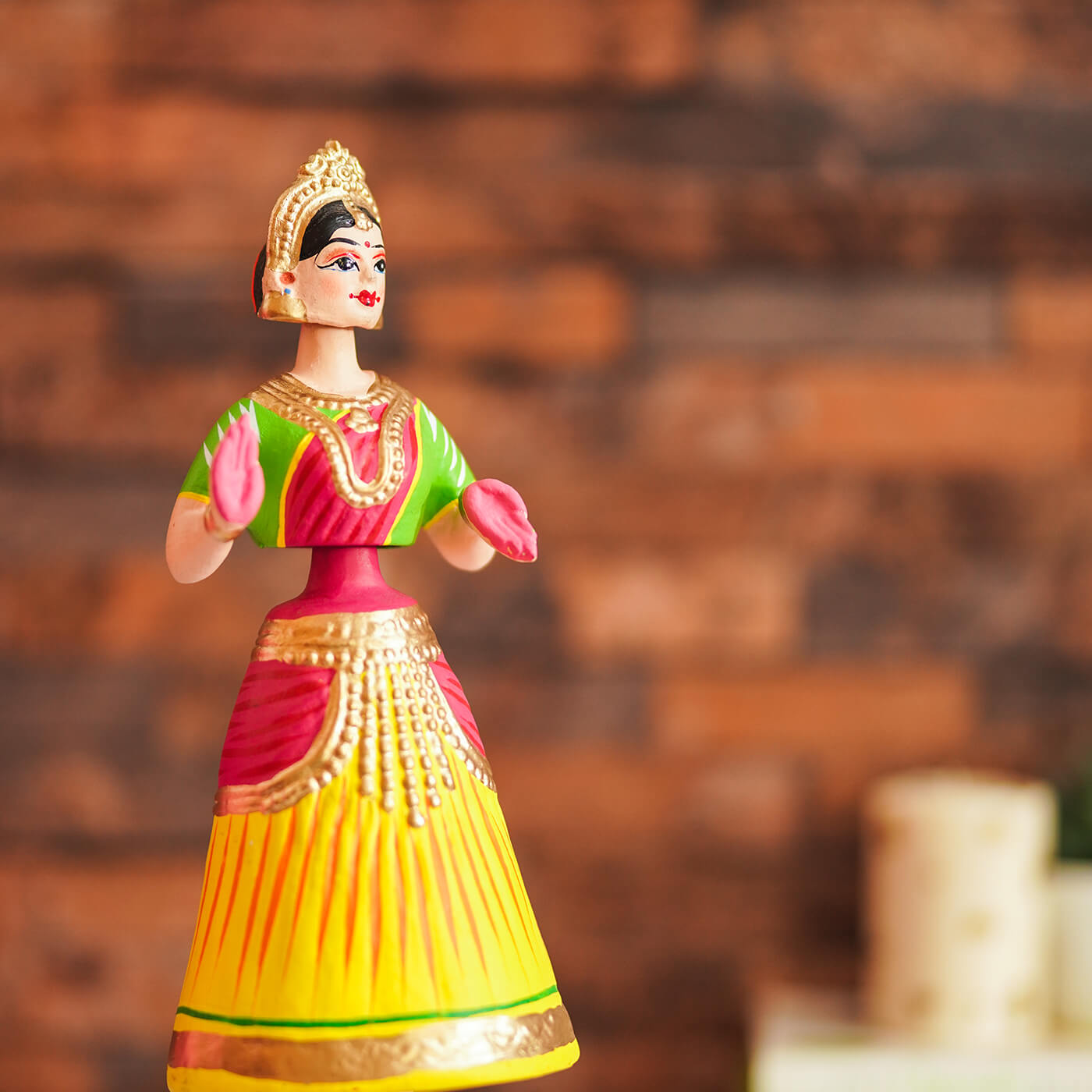 Buy Dancing Thanjavur Doll - Red, Green & Yellow Online On Zwende