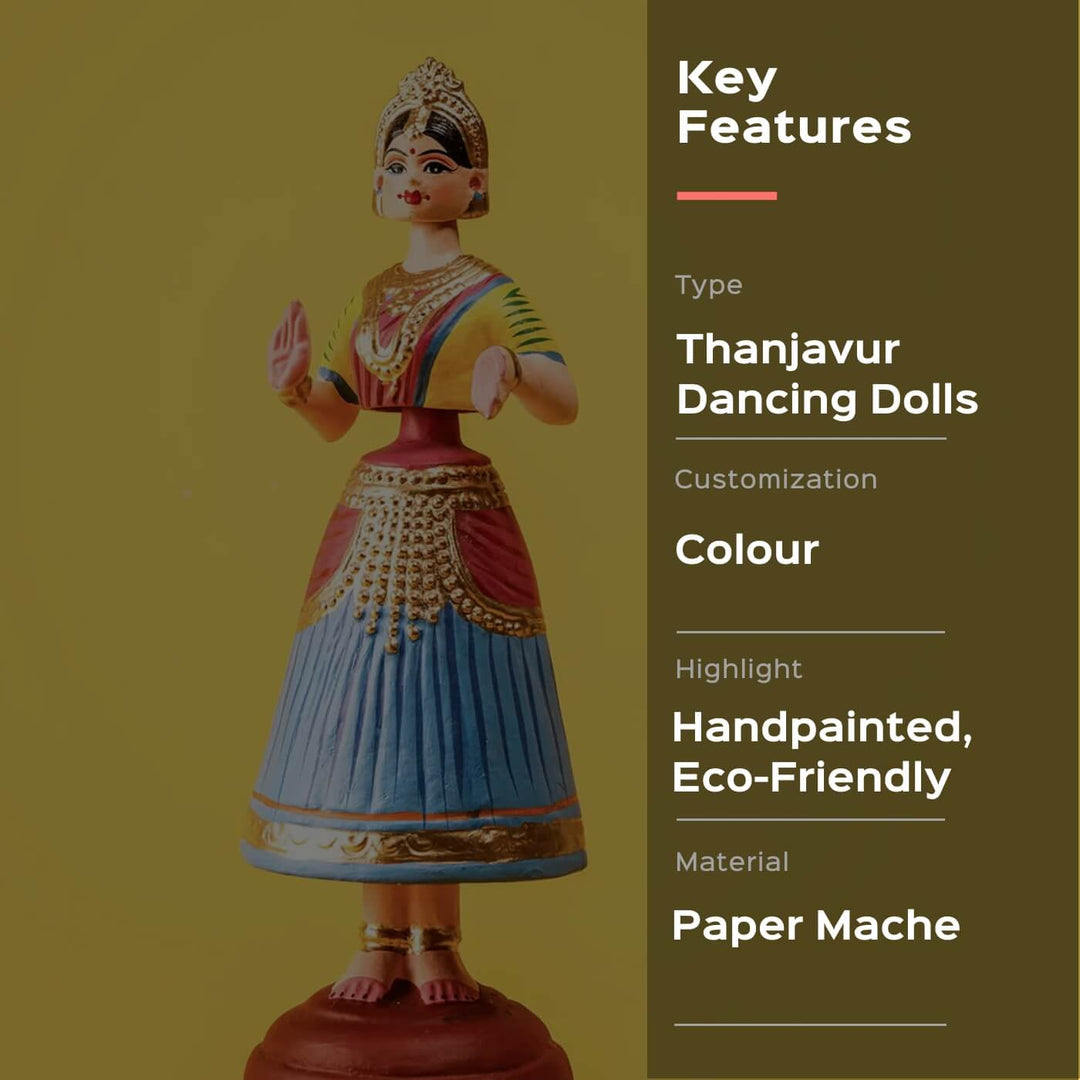 Dancing Thanjavur Doll - Yellow & Blue