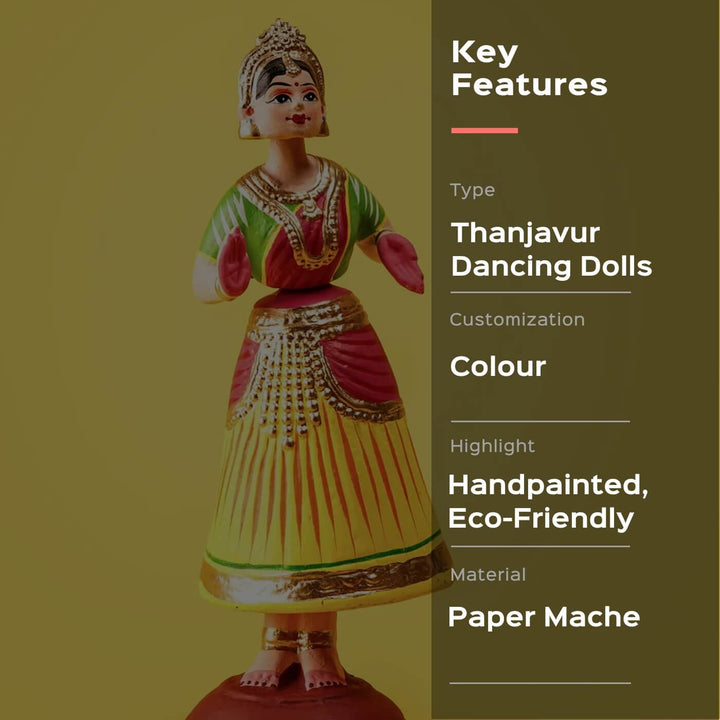 Dancing Thanjavur Doll - Red, Green & Yellow