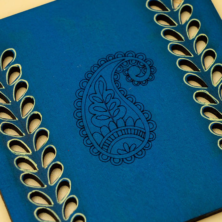 Handpainted MDF Blue Jaali Coasters | Set of 6
