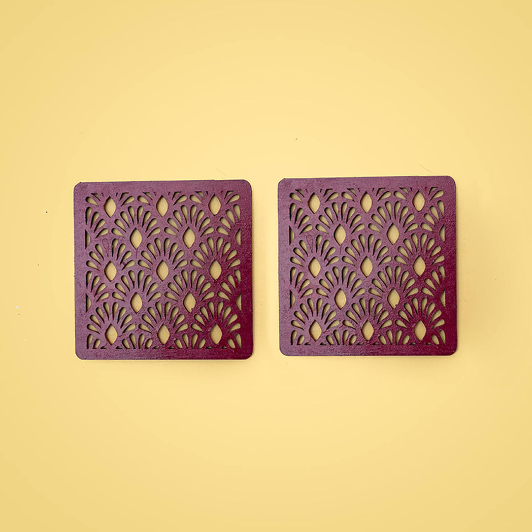 Handpainted MDF Pink Jaali Coasters | Set of 6