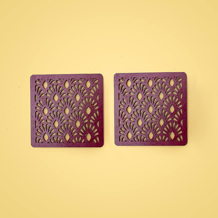 Handpainted MDF Pink Jaali Coasters | Set of 6