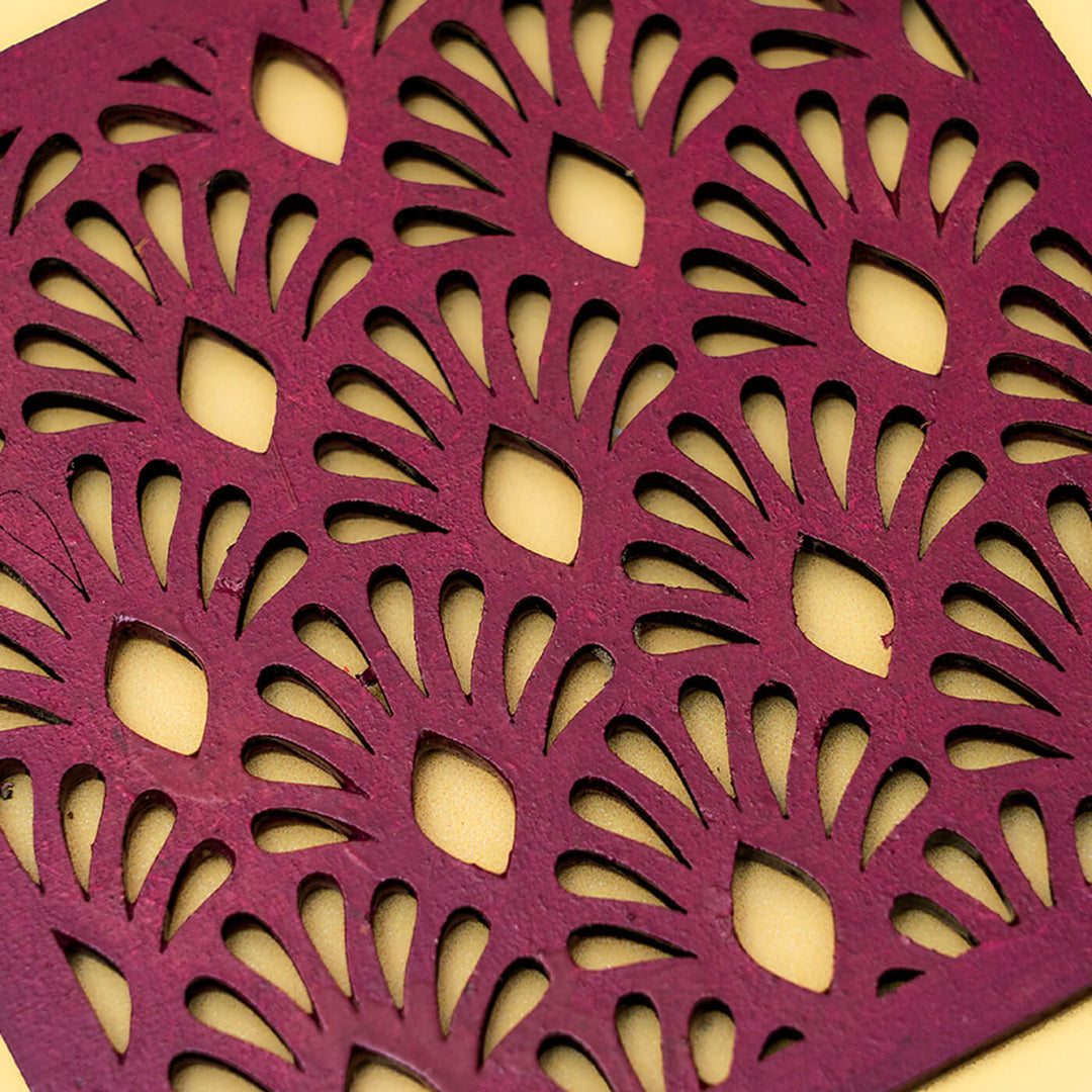 Handpainted MDF Pink Jaali Coasters | Set of 6
