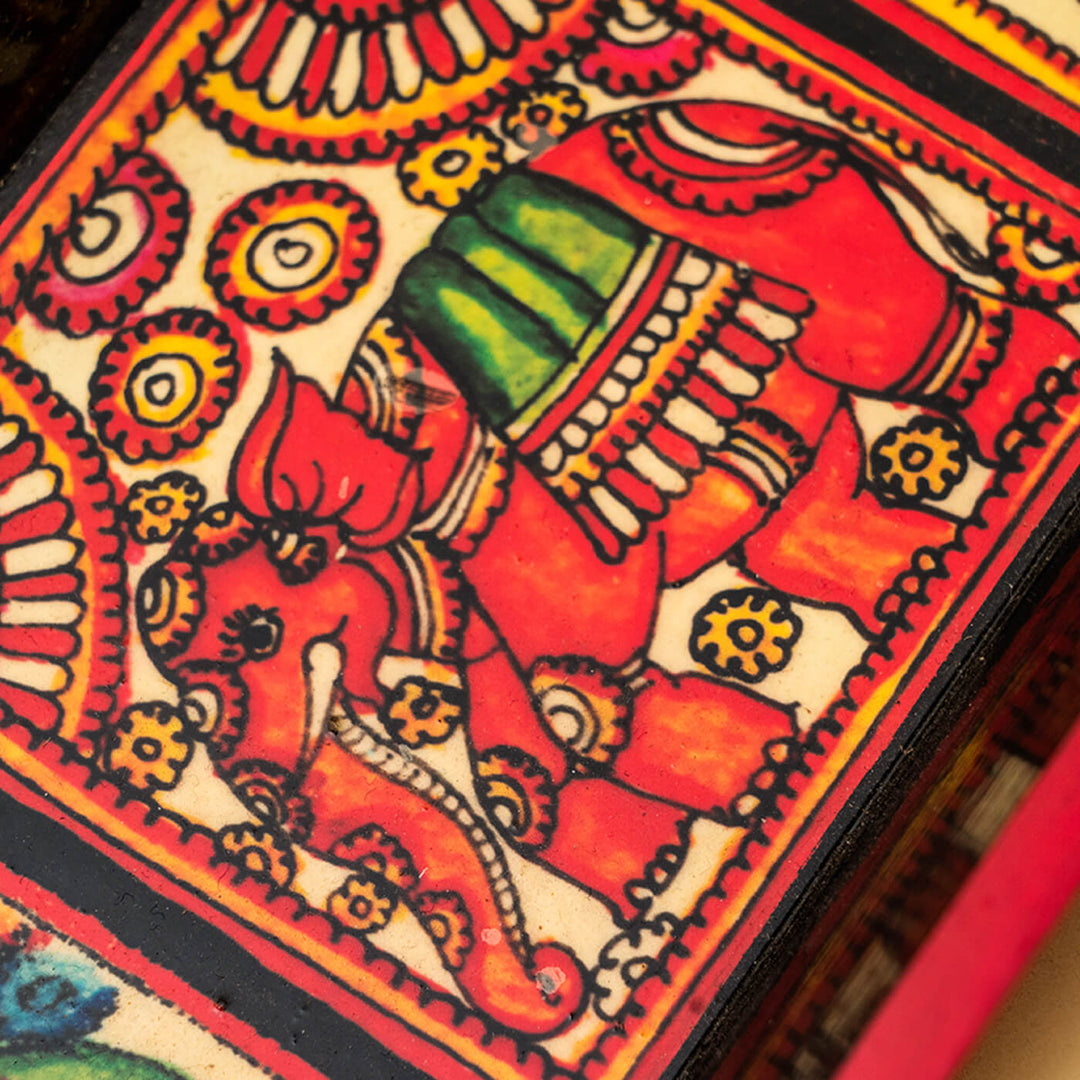 Ethnic Decoupage Tholu Colourful Elephant MDF Tray - Narrow