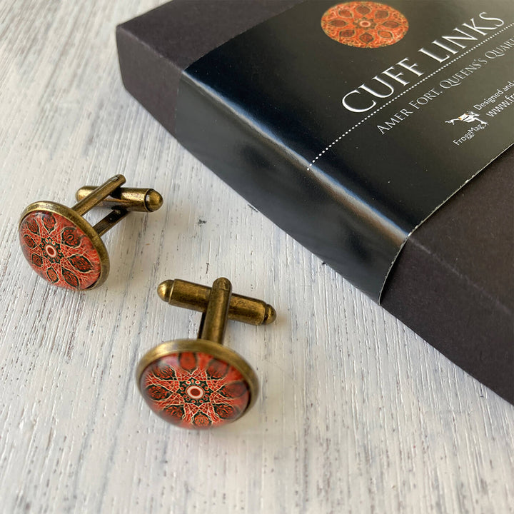 Rajasthani Art Metal Cuff Links With Antique Finish - Amer Fort