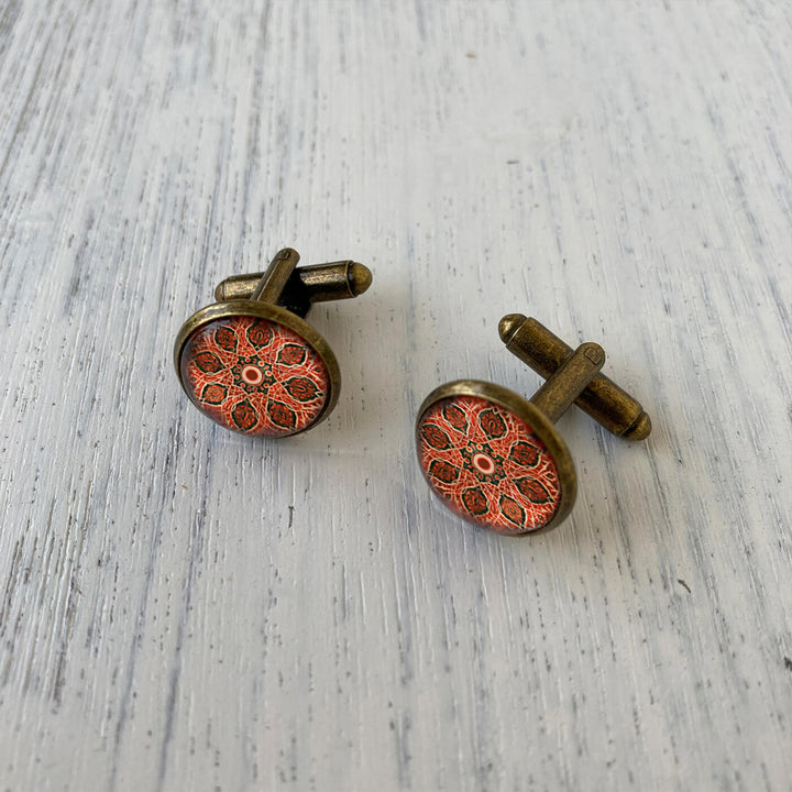 Rajasthani Art Metal Cuff Links With Antique Finish - Amer Fort