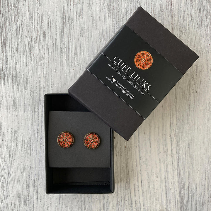Rajasthani Art Metal Cuff Links With Antique Finish - Amer Fort