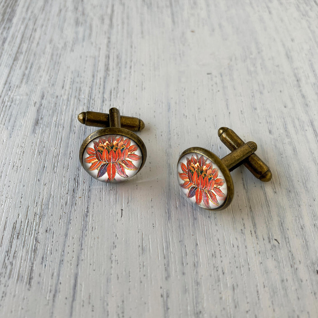 Taj Mahal Art Metal Cuff Links With Antique Finish - Pietra Dura