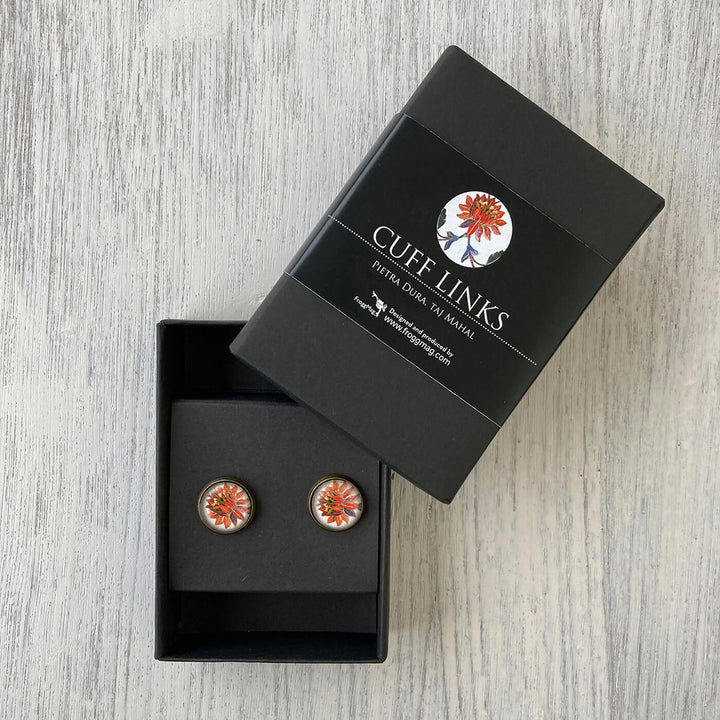 Taj Mahal Art Metal Cuff Links With Antique Finish - Pietra Dura
