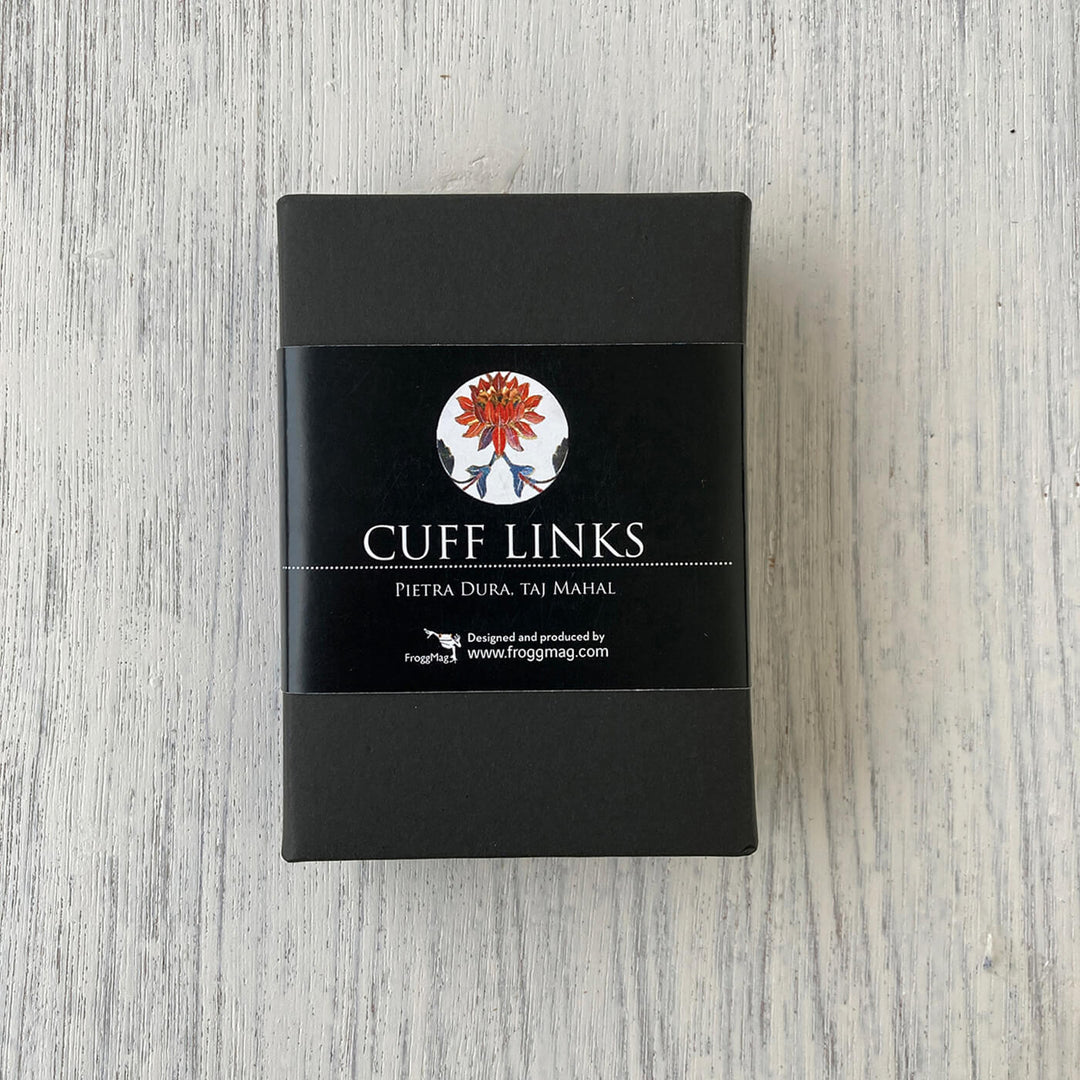 Taj Mahal Art Metal Cuff Links With Antique Finish - Pietra Dura
