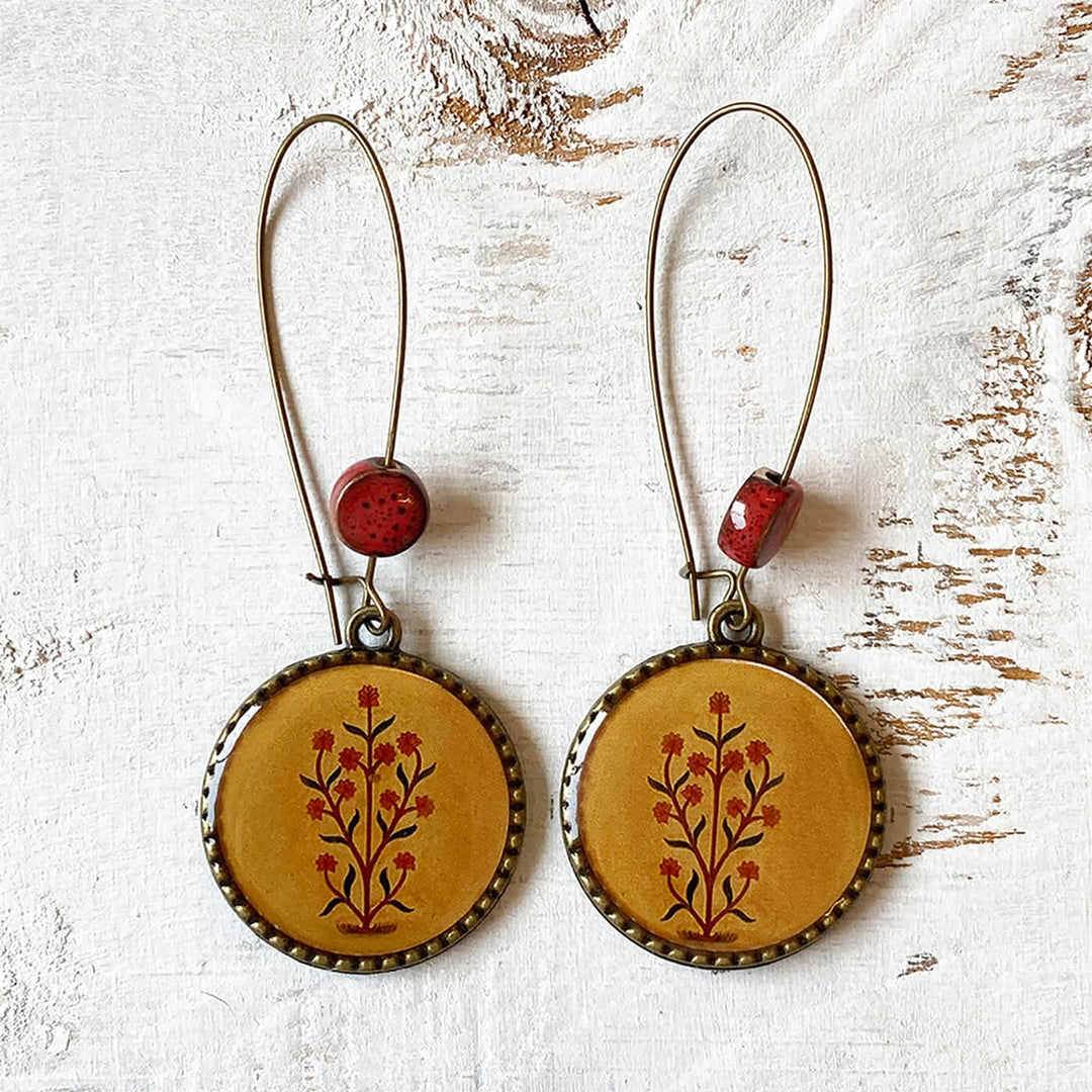 Hoop Earrings with Ceramic Bead - Amer Fort