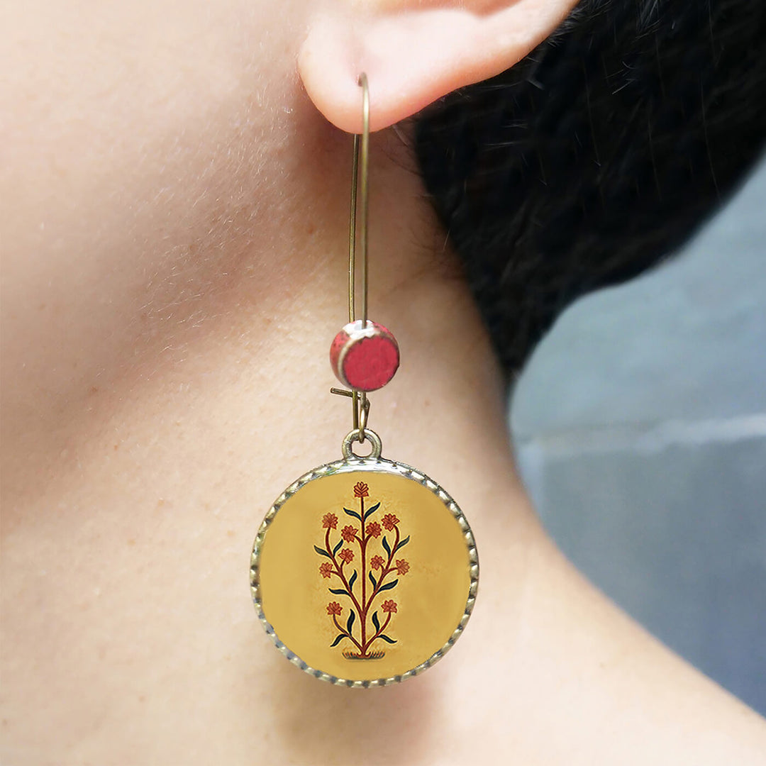 Hoop Earrings with Ceramic Bead - Amer Fort