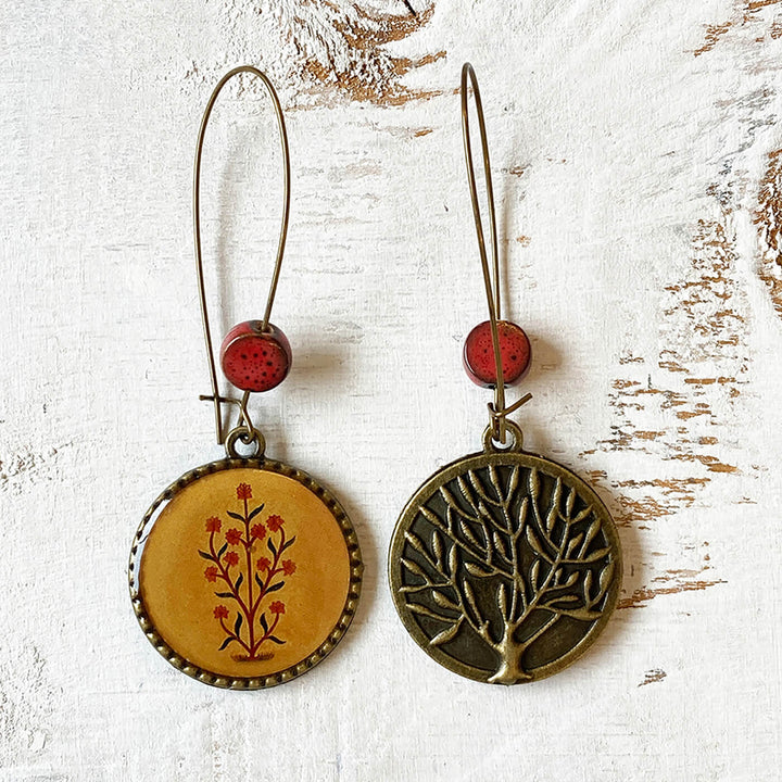 Hoop Earrings with Ceramic Bead - Amer Fort