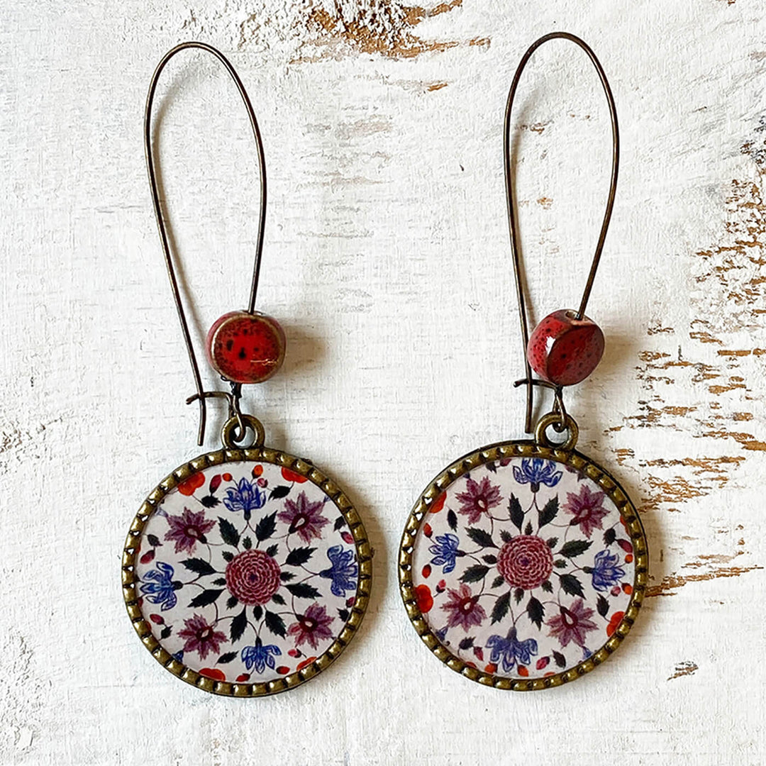 Hoop Earrings with Ceramic Bead - Amer Fort Florals