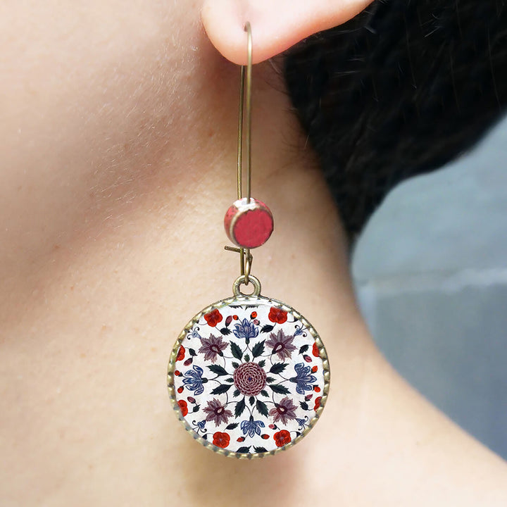 Hoop Earrings with Ceramic Bead - Amer Fort Florals