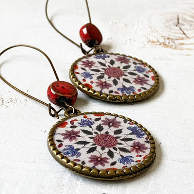 Hoop Earrings with Ceramic Bead - Amer Fort Florals