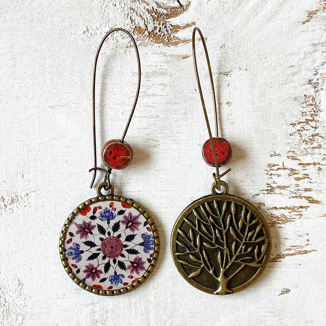 Hoop Earrings with Ceramic Bead - Amer Fort Florals