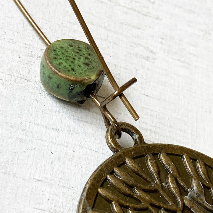 Hoop Earrings with Ceramic Bead - Pichwai Lotus