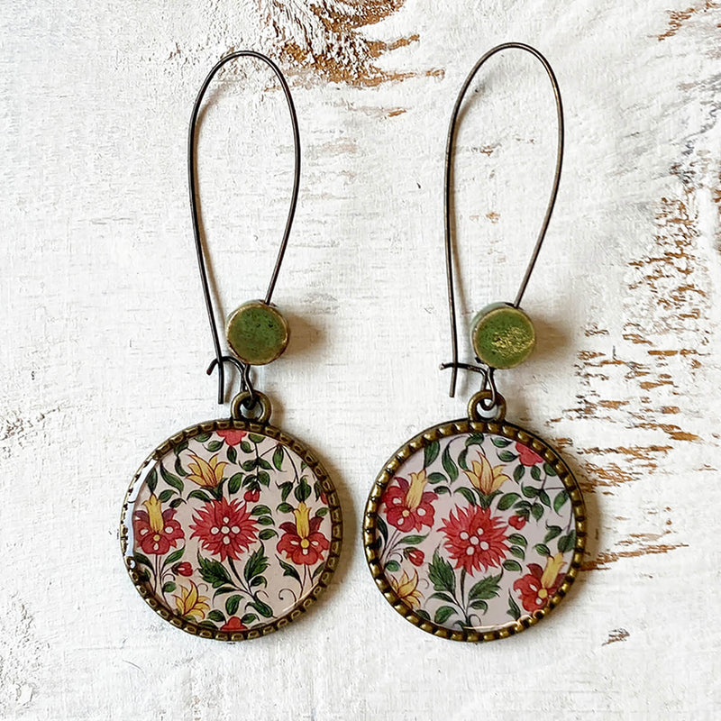 Hoop Earrings with Ceramic Bead - Karauli Palace
