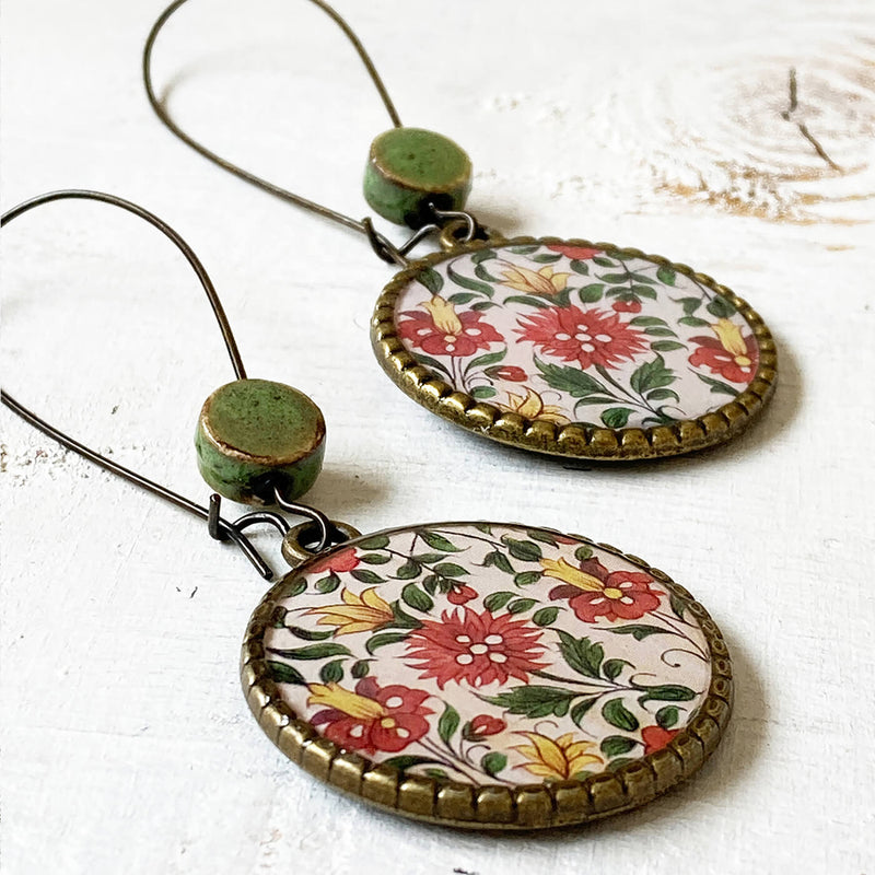 Hoop Earrings with Ceramic Bead - Karauli Palace
