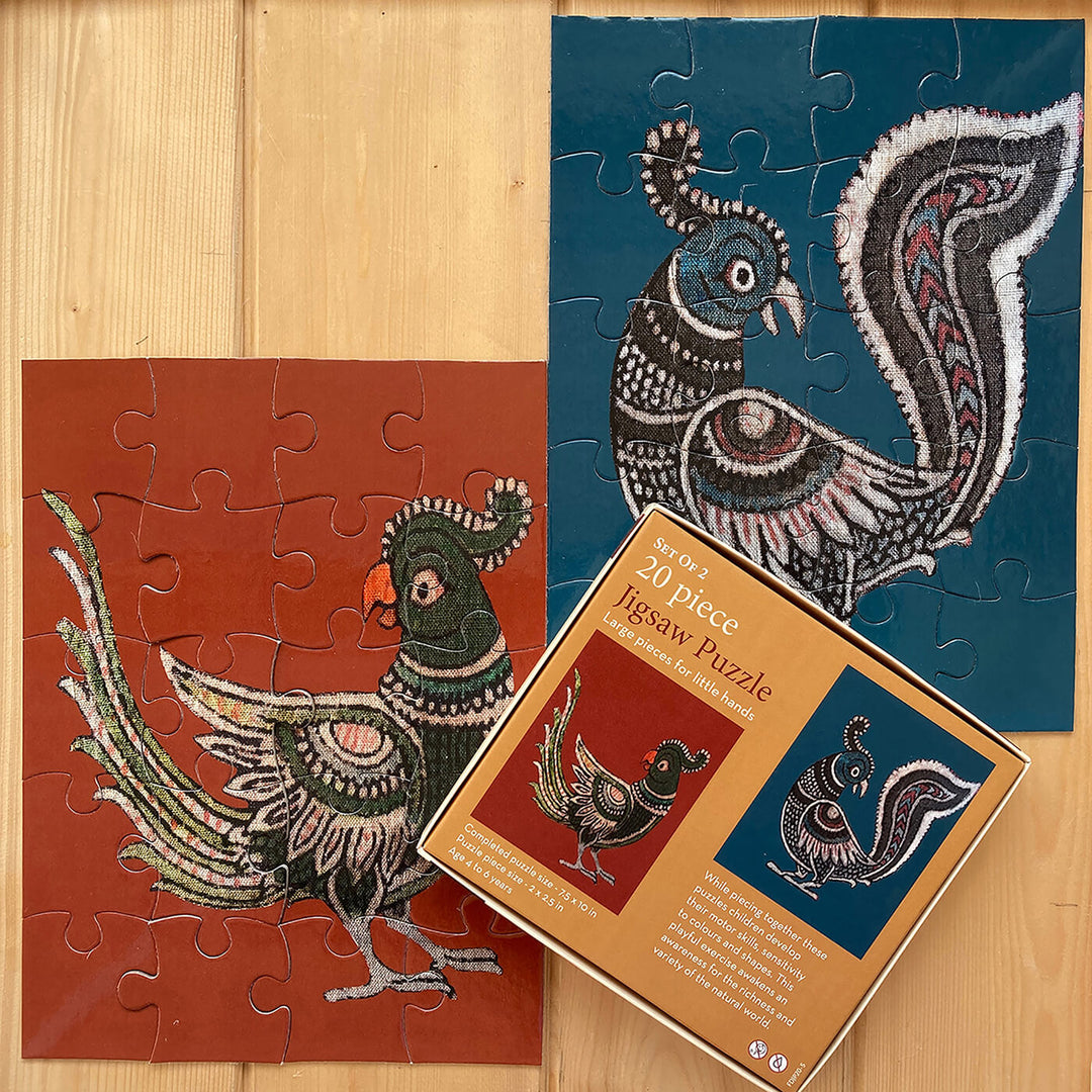 Kalamkari Birds - 20 Piece Jigsaw Puzzle - Set of 2