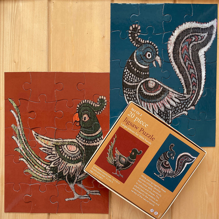 Kalamkari Birds - 20 Piece Jigsaw Puzzle - Set of 2