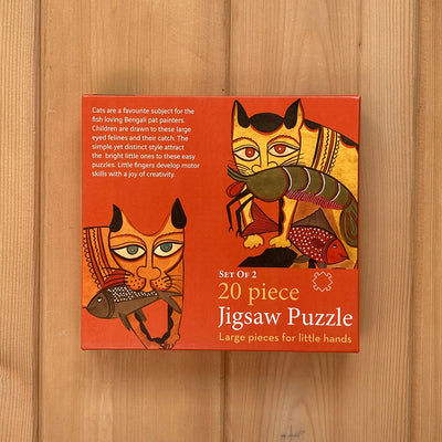 Kalighat Phat Cats - 20 Piece Jigsaw Puzzle - Set of 2
