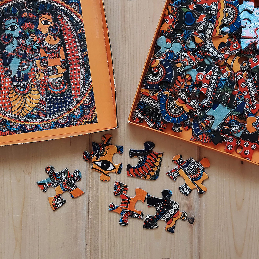 Madhubani Radha Krishna - 63 Piece Jigsaw Puzzle