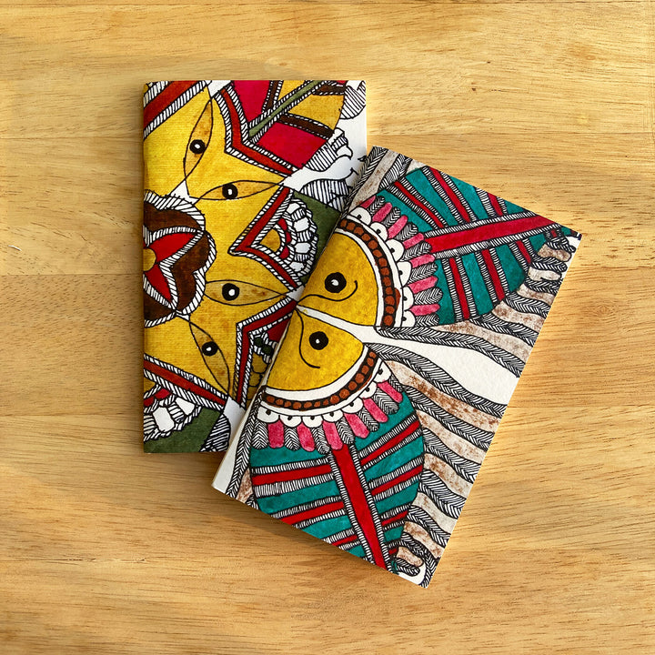 Madhubani Folk Art Notebooks with Printed Cover - Set of 2