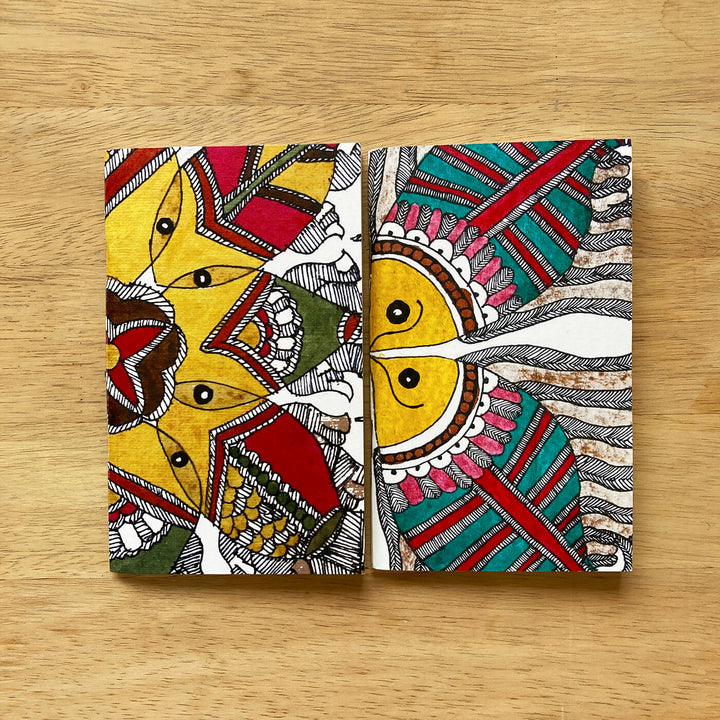 Madhubani Folk Art Notebooks with Printed Cover - Set of 2