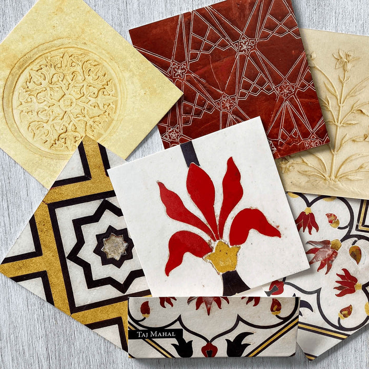 Indian Art Inspired Notecards & Envelopes - Taj Mahal Print - Set of 6