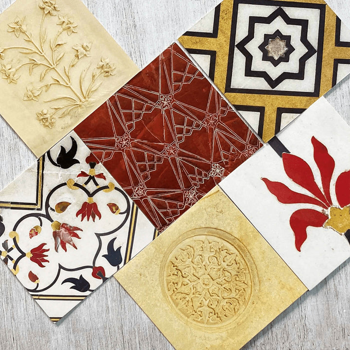 Indian Art Inspired Notecards & Envelopes - Taj Mahal Print - Set of 6