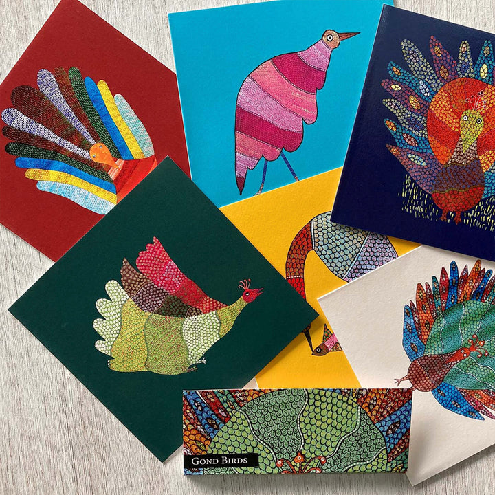 Indian Art Inspired Notecards & Envelopes - Gond Print - Set of 6