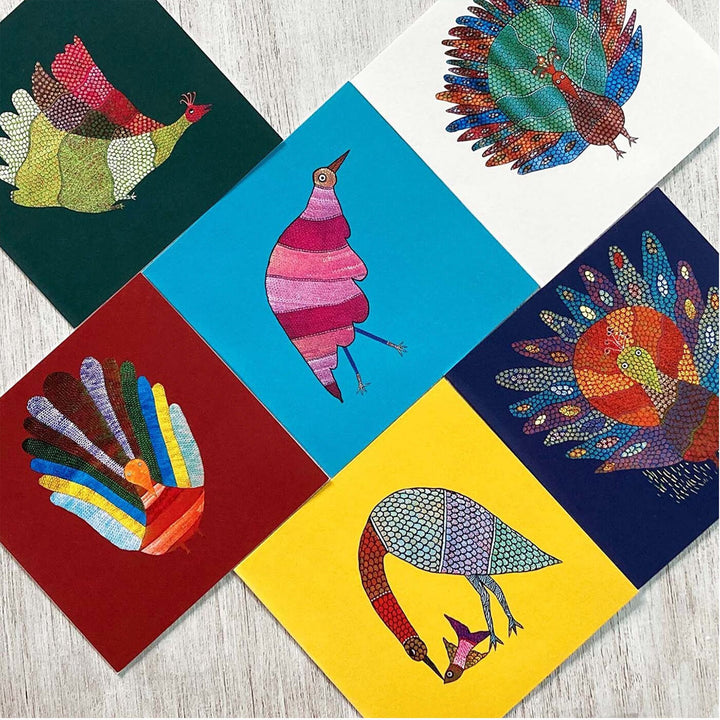 Indian Art Inspired Notecards & Envelopes - Gond Print - Set of 6