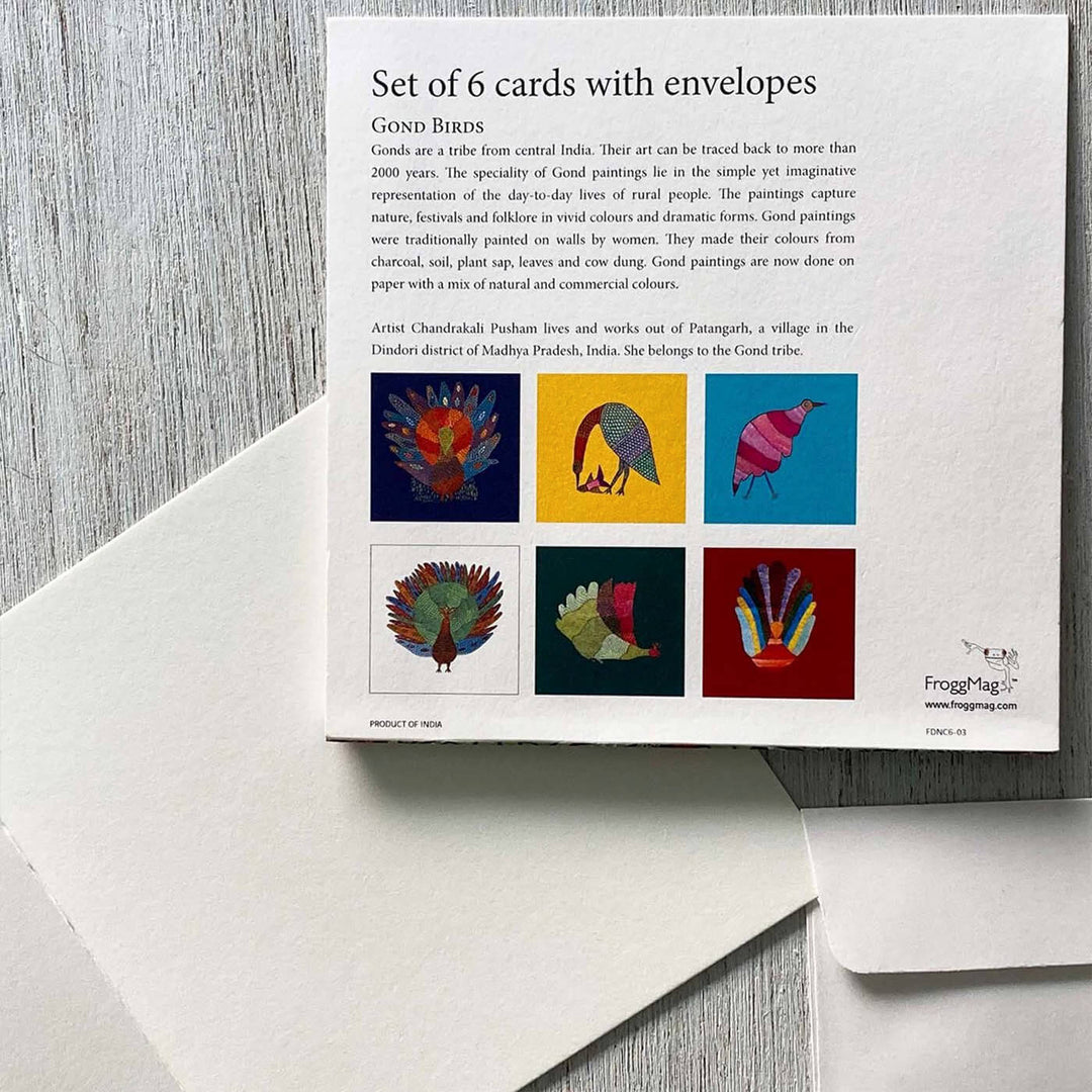 Indian Art Inspired Notecards & Envelopes - Gond Print - Set of 6