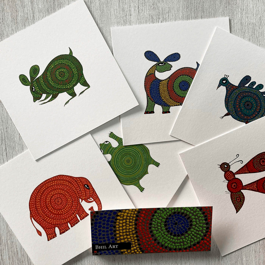 Indian Art Inspired Notecards & Envelopes - Bhil Print - Set of 6